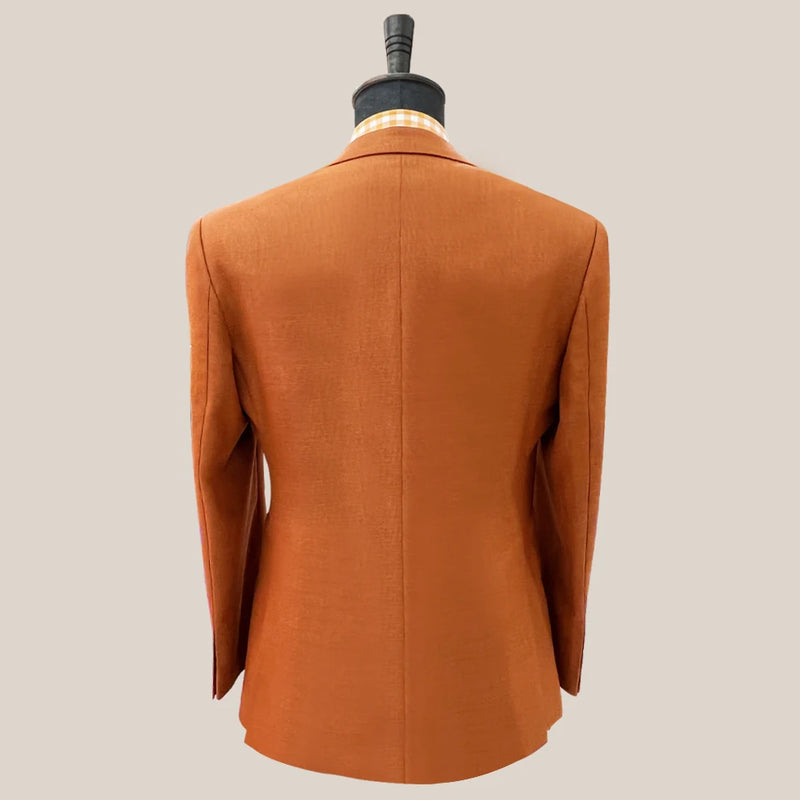 Men's Slim Fit Korean Version Fashionable and Elegant Orange Suit Formal Professional Suit