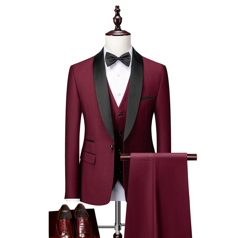 Men's Slim Fitting Suit Wedding Groom Suit Banquet Formal Tuxedo Men's Office Suit
