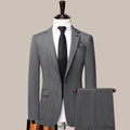 Men's Solid Color Set 2-piece Casual Style Versatile Set Formal Business Men's Set