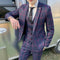 Men's Suit Groom's Wedding Dress Men's Business Korean Version Slim Fitting Plaid Casual Suit Three Piece Suit