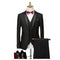 Men's Suit Solid Black Business Fit 3 Piece Set Customized Wedding Groom Dress
