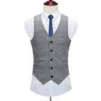 Men's Suit Vest Pants Boutique Fashion Classic Plaid Men's Office Suit Groom's Wedding Dress