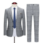 Men's Suit Vest Pants Boutique Fashion Classic Plaid Men's Office Suit Groom's Wedding Dress