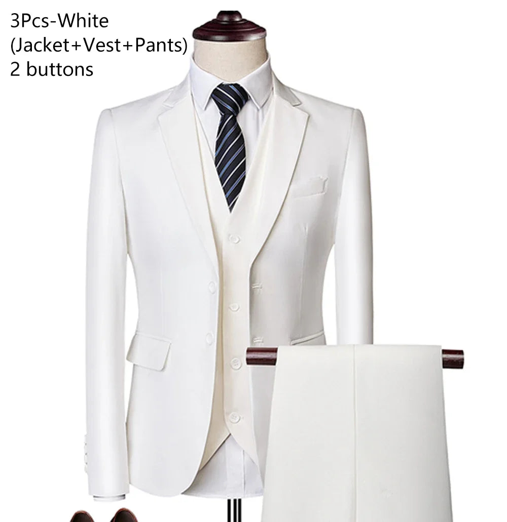 Men's Suit Wedding Banquet Elegant and Luxurious 3-piece Business Formal Suit