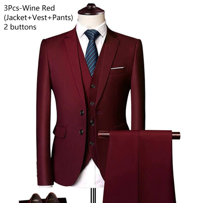 Men's Suit Wedding Banquet Elegant and Luxurious 3-piece Business Formal Suit