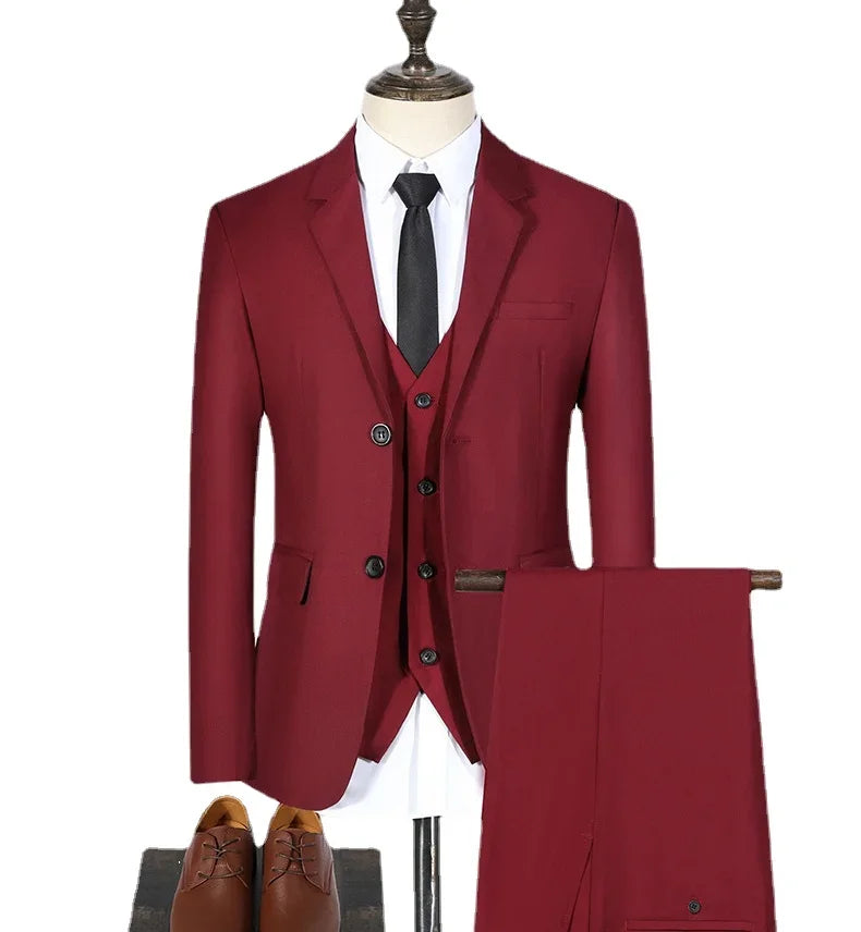 Men's Three Piece Suit Jacket Vest Pants Extra Large Customized Business Office Set