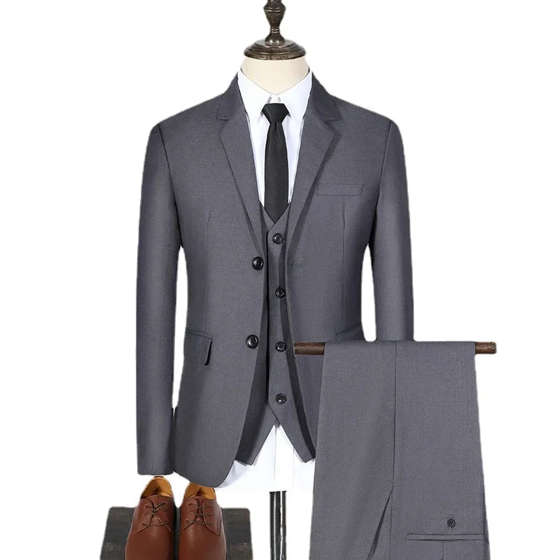 Men's Three Piece Suit Jacket Vest Pants Extra Large Customized Business Office Set