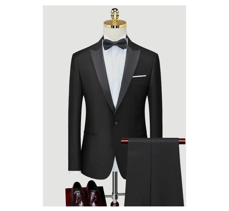 Men's Three Piece Suit Korean Version Slim Fitting Tashi Groom Wedding Dress MC Performance Host Suit