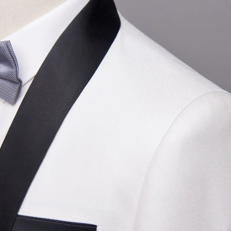 Men's White Wedding Suit Groom's Tuxedo Formal Business Men's Suit Slim Fitting Clothing