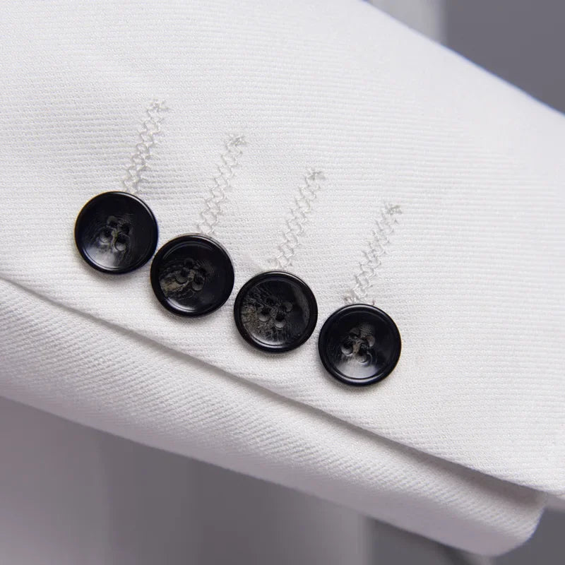 Men's White Wedding Suit Groom's Tuxedo Formal Business Men's Suit Slim Fitting Clothing