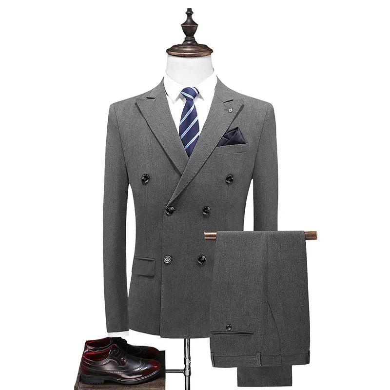 New Light Luxury Fashion Men's Wedding Groom Set Business 3-piece Set New Formal Korean Slim Fit Set Tailcoat Men's Set