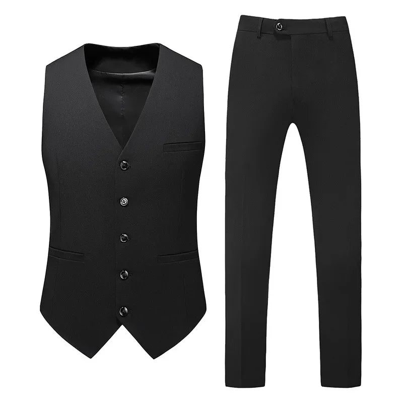 New Light Luxury Fashion Men's Wedding Groom Set Business 3-piece Set New Formal Korean Slim Fit Set Tailcoat Men's Set