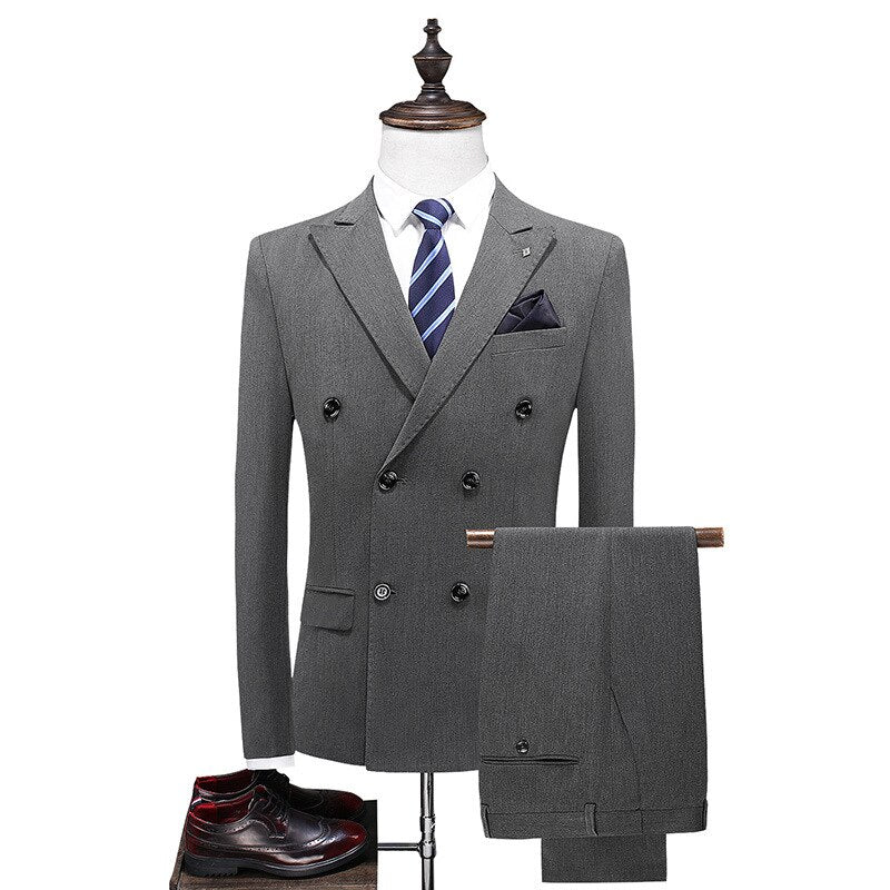 New Light Luxury Fashion Men's Wedding Groom Set Business 3-piece Set New Formal Korean Slim Fit Set Tailcoat Men's Set