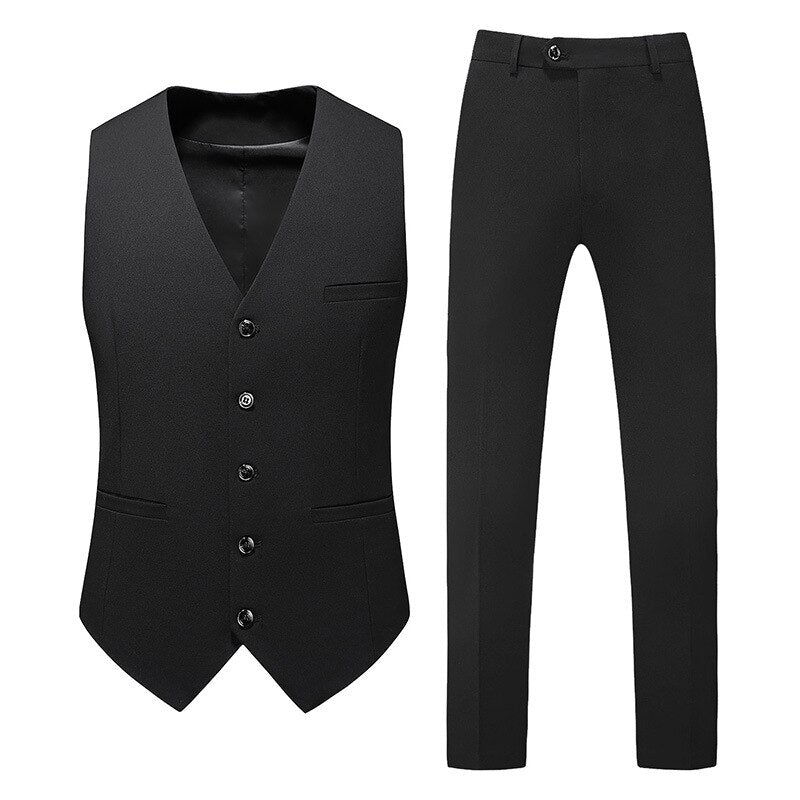 New Light Luxury Fashion Men's Wedding Groom Set Business 3-piece Set New Formal Korean Slim Fit Set Tailcoat Men's Set