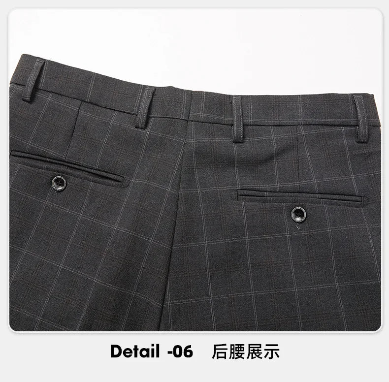 New Men's Fashion Set Formal Occasion Korean Checkered Single Button Suit Set