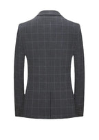 New Men's Fashion Set Formal Occasion Korean Checkered Single Button Suit Set
