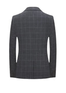 New Men's Fashion Set Formal Occasion Korean Checkered Single Button Suit Set