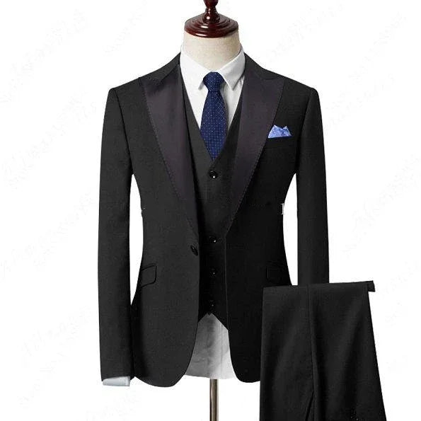 New Men's Set Customized 3-piece Striped Casual Wear Men's Wedding Groom Set