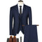 New Men's Set Formal Business Set 3-piece Split Collar Solid Color Tuxedo Wedding Bride Man