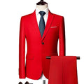 New Men's Set Formal Suit Slim Fit Business Tuxedo 2 Piece Set Groom Wedding Dress Men's Set