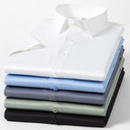 New Men's Short Sleeved Shirt Business Solid Color Men's Half Sleeved Inch Shirt Slim Fitting and Non Ironing Trend