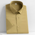 New Men's Short Sleeved Shirt Business Solid Color Men's Half Sleeved Inch Shirt Slim Fitting and Non Ironing Trend