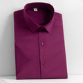 New Men's Short Sleeved Shirt Business Solid Color Men's Half Sleeved Inch Shirt Slim Fitting and Non Ironing Trend