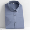 New Men's Short Sleeved Shirt Business Solid Color Men's Half Sleeved Inch Shirt Slim Fitting and Non Ironing Trend