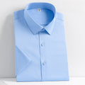 New Men's Short Sleeved Shirt Business Solid Color Men's Half Sleeved Inch Shirt Slim Fitting and Non Ironing Trend