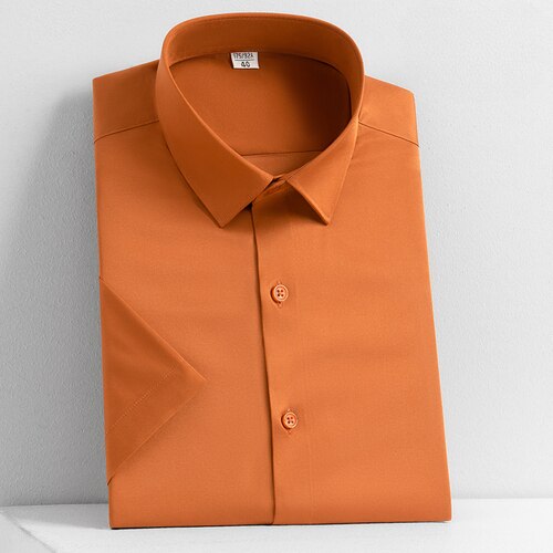 New Men's Short Sleeved Shirt Business Solid Color Men's Half Sleeved Inch Shirt Slim Fitting and Non Ironing Trend