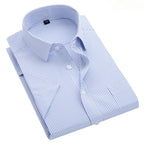 New Shirt Men's Business Professional Dress Summer Men's Casual Wrinkle Resistant and Ironless Short Sleeve Shirt Men