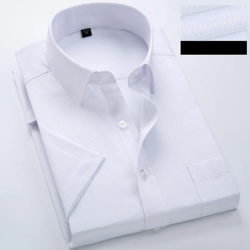 New Shirt Men's Business Professional Dress Summer Men's Casual Wrinkle Resistant and Ironless Short Sleeve Shirt Men