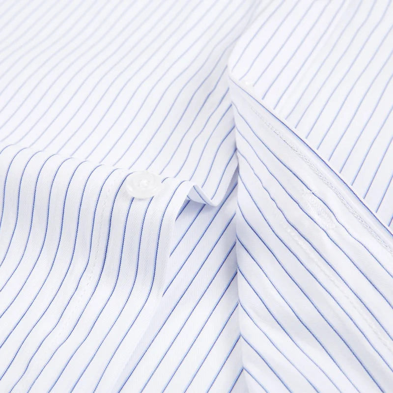New Summer Business Professional Workwear White Solid Men's Stripe Plus Size Customized Long Sleeve Shirt