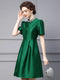 New Summer Style Goddess Bubble Sleeves Green Slim Fit A-line Skirt