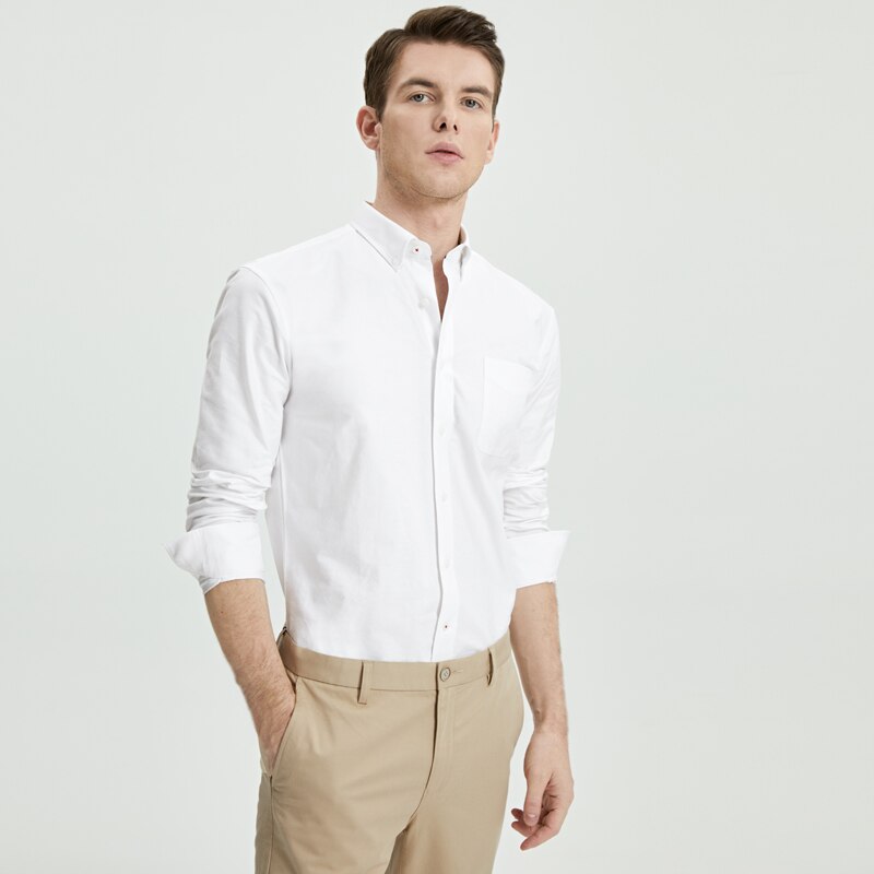 Oxford Spinning Blue Short Sleeve Casual Japanese Simple Men's Shirt