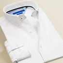 Oxford Spinning Blue Short Sleeve Casual Japanese Simple Men's Shirt