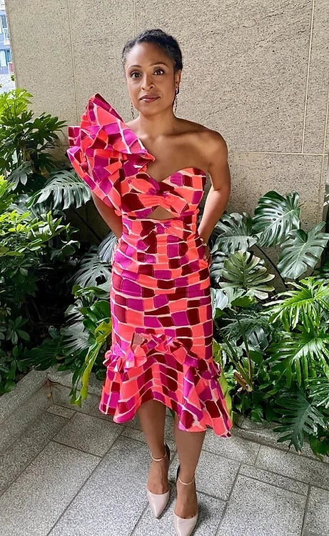 Pink Dress One Shoulder Bridal Dress Mother