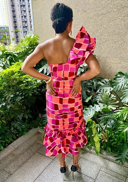Pink Dress One Shoulder Bridal Dress Mother