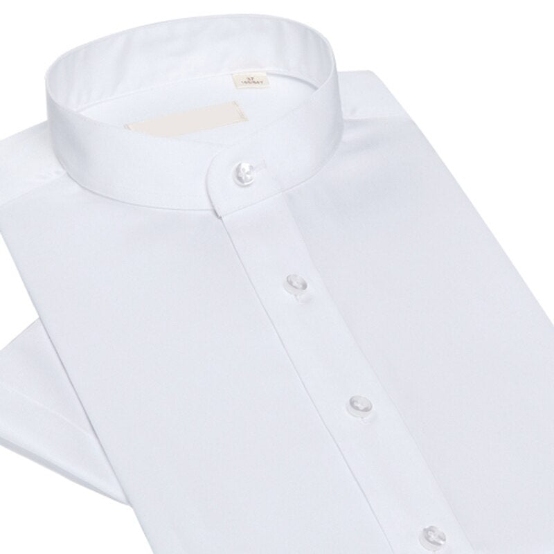 Professional Work Clothes Korean Double Collar Shirt Short Sleeve Men's Slim Business Casual Personality Men's Shirt