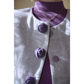 Purple Wool Elegant Slim Umbrella Skirt Contrast Handmade Rose Waist Set