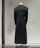 Retro Slim Fit Slimming Black Light Luxury Semi Formal Black with White Border Dress