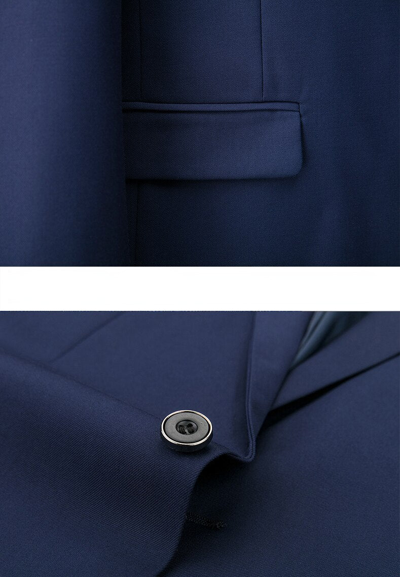 Business Men's Set 3-piece Korean Casual Formal Slim Fitting Men's Groom 3-piece Men's Dress Set
