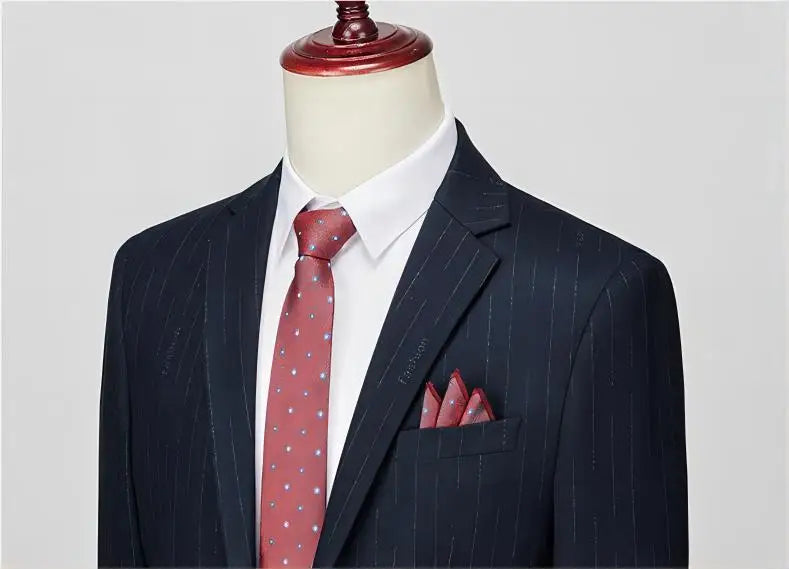 Customized Stripe Classic Men's Suit Set Business Slim Fit Office 2-Piece Set
