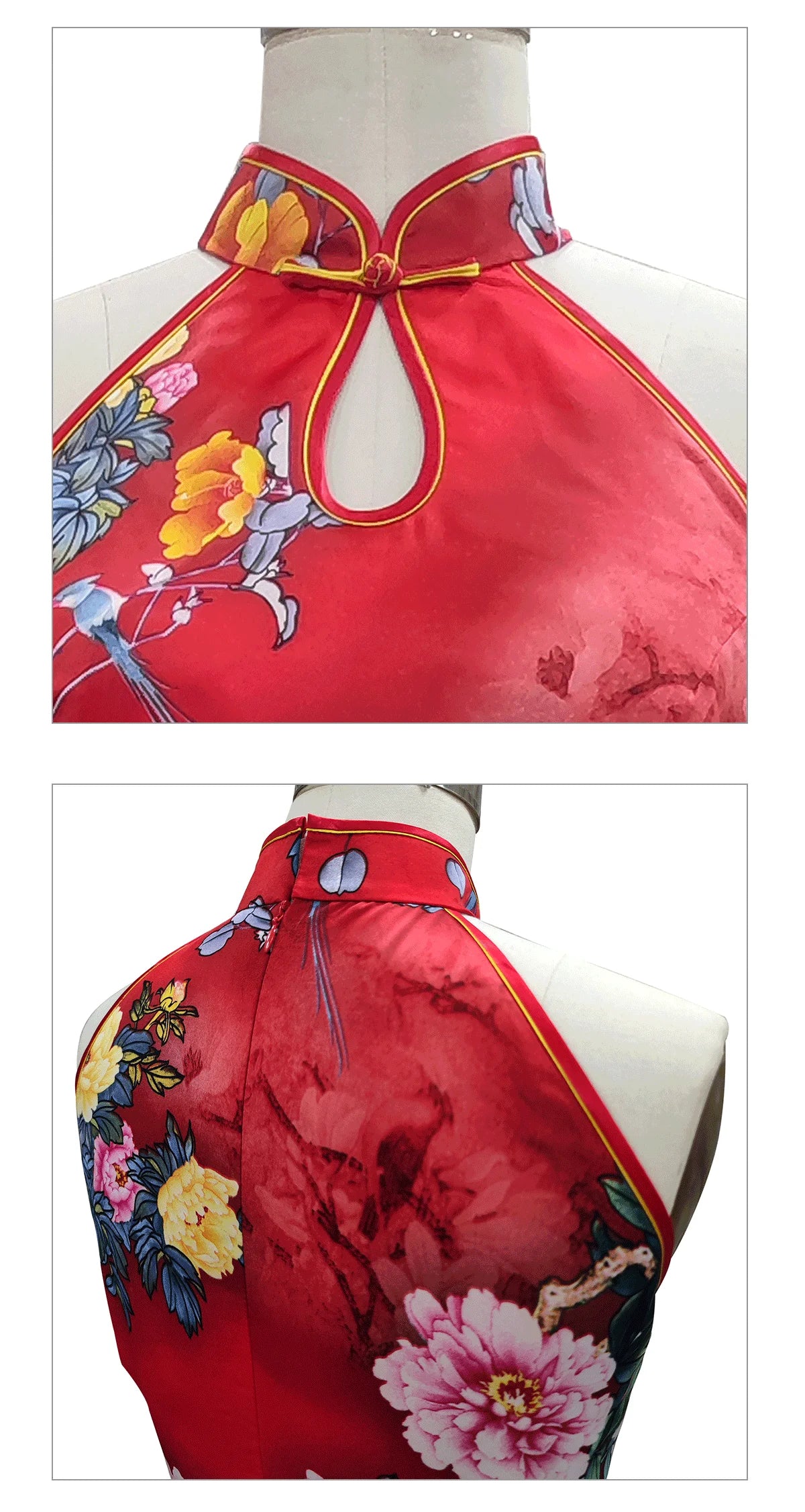 Tailored Slim Fit Style Red Printed Peony Cheongsam By Tailor Shop