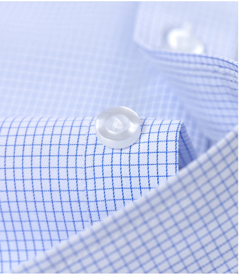 Short Sleeved Shirt for Men's Summer Middle-aged and Young Business Attire, Wrinkle Resistant and Iron-free Plaid Shirt