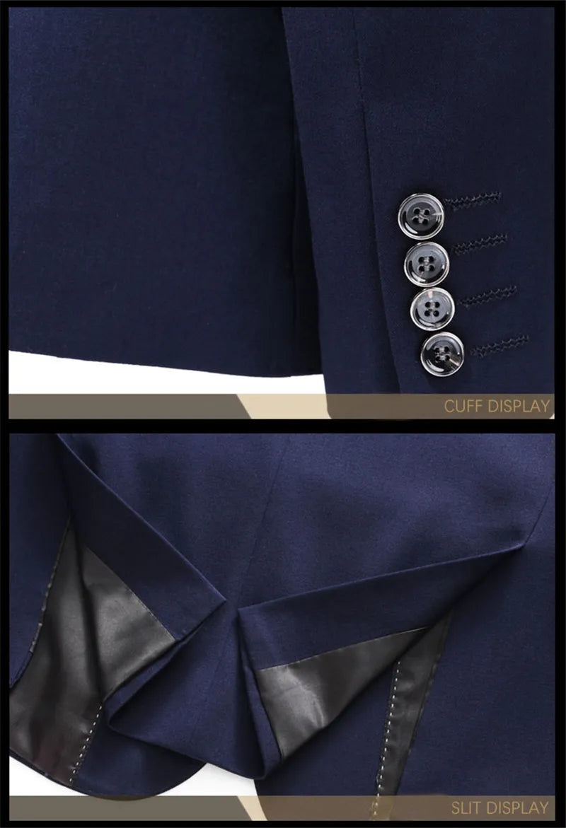 Elegant Blue Slim Fit Single Breasted Party Men's Classic Three Piece Set