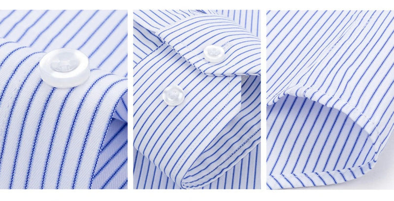 Men's Shirt Striped Long Sleeved Loose Fitting Business Casual Ironless Shirt