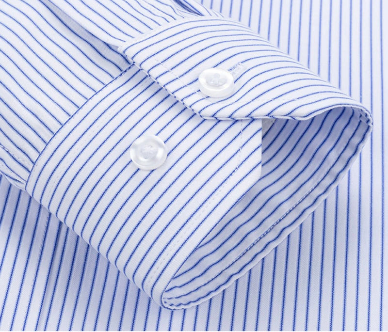 Men's Shirt Striped Long Sleeved Loose Fitting Business Casual Ironless Shirt