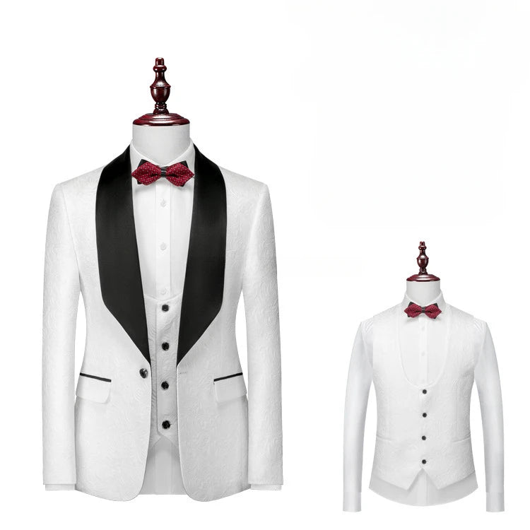 Temperament Slim Fit Men's Business Casual Set Wedding Groom Clothing Set Three Piece Set