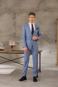 Shenzhen High Quality Wool Cashmere Business Casual Light Blue Suit Three-piece Suit
